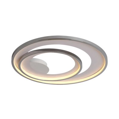 Plafon de Sobrepor Loop Cromado e Branco (d)62 + 42cm (a)5.2cm 1x60w 3000k 1500lm